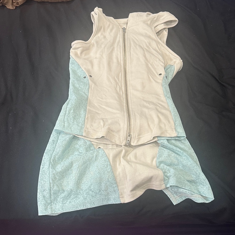 Lace Slit Mini Skirt and Vest